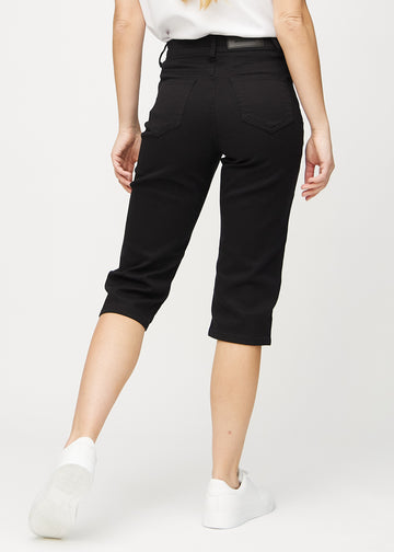 Svarta regular capris sett bakifrån, så att man kan se hela produkten.